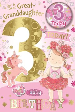 Great Granddaughter 3rd Birthday Card Badge Today Girl