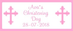 Pink Christening Day Personalised Landscape Party Banner - Add Your Own Message