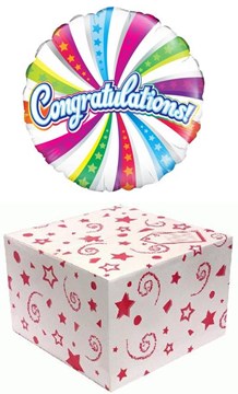 Round 18" Congratulations Foil Helium Balloon In Box Multicoloured Swirls