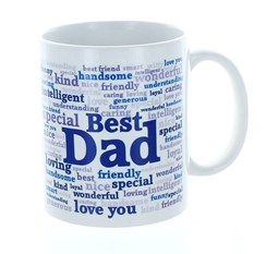 Best Dad Typo White 11oz Mug In Blue Gift Box - Birthday, Father's Day, Xmas