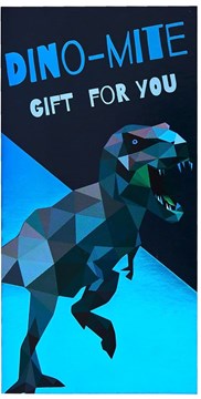 Money Wallet Gift Card & Envelope - Dinosaur Gift for You with Blue Foil 7x3.5"