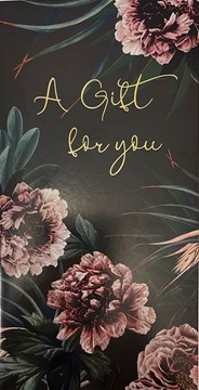 Money Wallet Gift Card & Envelope - Pink Flowers with Gold Foil Writing 7x3.5"