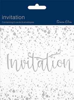 Pack of 6 Open Party Card Invites & Envelope - Silver Foiled Invitation & Spots