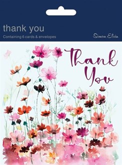 36 Multi Pack Thank You Cards & Envelopes - Pink Purple and Orange Wild Flowers