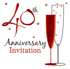 Pack of 6 Ruby 40th Wedding Anniversary Party Card Invitations & Envelopes