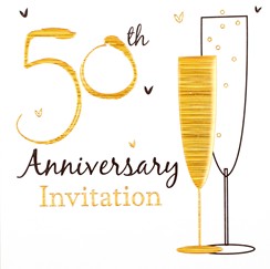 Pack of 6 Golden 50th Wedding Anniversary Party Card Invitations & Envelopes