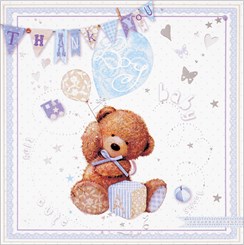 Multi Pack 36 Thank You For The Baby Gift Cards & Envelopes - Baby Boy Bear