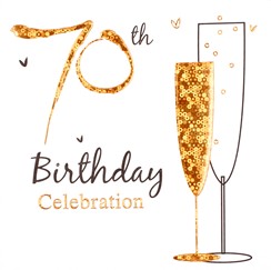 Pack of 6 Holographic 70th Birthday Party Card Invitations & Envelopes