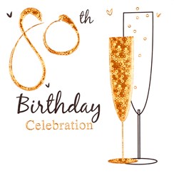 Pack of 6 Holographic 80th Birthday Party Card Invitations & Envelopes