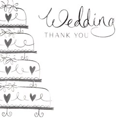 Pack Of 6 Thank You For The Wedding Gift Cards & Envelopes - Silver Wedding Cake