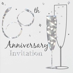 Multi Pack 36 Diamond 60th Wedding Anniversary Party Card Invitation & Envelopes