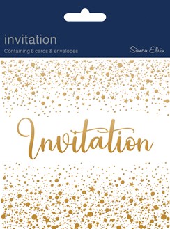 Pack of 6 Open Party Card Invites & Envelope - Gold Foiled Invitation & Spots