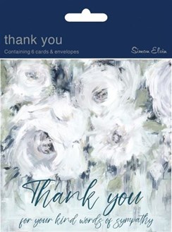 Pack Of 6 Thank You For Your Sympathy Cards & Envelopes - Floral Abstract