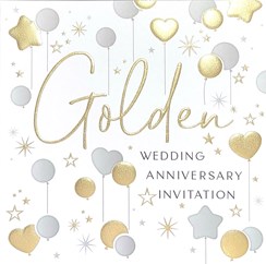 Multi Pack 36 Golden 50th Wedding Anniversary Party Card Invitations & Envelopes