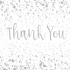 Pack Of 6 Thank You Cards & Envelopes - Silver Metallic Text & Little Grey Spots