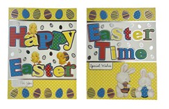 Pack of 12 Mixed Easter Cards 2 Designs - Cute Chick Bunny Decorated Eggs