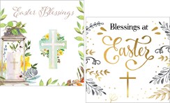Pack of 8 Religious Blessings Easter Cards 2 Designs - Floral Black Gold Cross