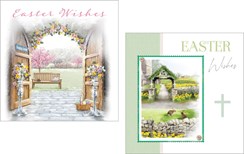 Pack of 8 Religious Blessings Easter Cards 2 Designs - Scenic Spring Church