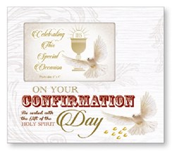 On Your Confirmation Day Art Deco Photo Frame - Religious Verse & Dove 8.5" x 9"