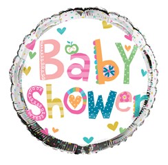 Round 18" Baby Shower Foil Helium Balloon (Not Inflated) - Bright Hearts & Spots Round 18" Baby Shower Foil Helium Balloon (Not Inflated) - Bright Hearts & Spots