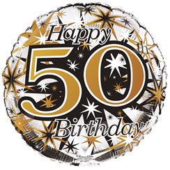 Round 18" 50th Birthday Foil Helium Balloon (Not Inflated) - Age 50 Unisex