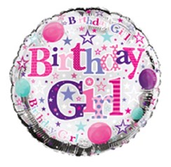 Round 18" Happy Birthday Foil Helium Balloon (Not Inflated) - Birthday Girl