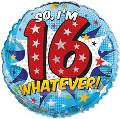 Round 18" 16th Birthday Foil Helium Balloon (Not Inflated) - Age 16 Boy Stars