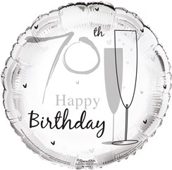 Round 18" 70th Birthday Foil Helium Balloon (Not Inflated) - Age 70 Unisex