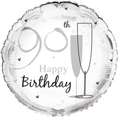 Round 18" 90th Birthday Foil Helium Balloon (Not Inflated) - Age 90 Unisex