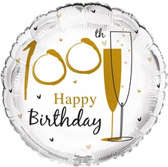 Round 18" 100th Birthday Foil Helium Balloon (Not Inflated) - Age 100 Unisex