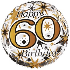 Round 18" 60th Birthday Foil Helium Balloon (Not Inflated) - Age 60 Unisex
