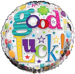 Round 18" Good Luck Foil Helium Balloon (Not Inflated) - Bright Writing Stars