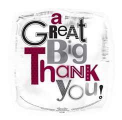 Square 18" Thank You Foil Helium Balloon (Not Inflated) - Black & Mauve Text