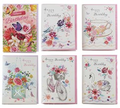 6 x Handmade Birthday Cards Assorted Multipack Female Designs 7.75x5.25"