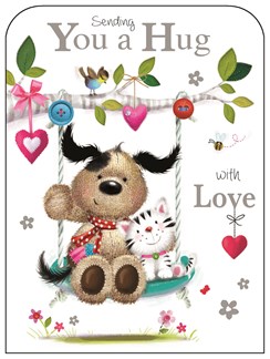 Jonny Javelin Greetings Card - Sending You a Hug with Love 7.25" x 5.5"