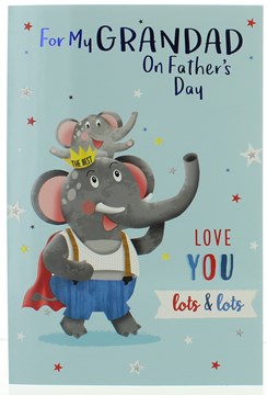 Grandad Father's Day Greetings Card - Elephants with Foil Writing 7.75x5.25"