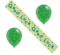 Good Luck Party Pack - Good Luck Foil Banner and Latex Balloons