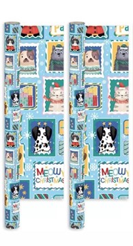 8m Christmas Gift Wrapping Paper 2x4m Roll - Santa Paws Cats and Dogs 8m Christmas Gift Wrapping Paper 2x4m Roll - Santa Paws Cats and Dogs
