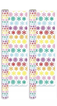 8m (2x4m) Modern Christmas Gift Wrapping Paper Roll White Coloured Snowflakes