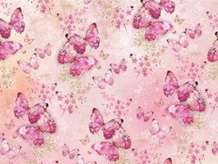 Traditional Female Wrapping Paper & 1 Sheet & Matching Gift Tag - Butterflies