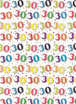 Special Age 30 Gift Wrapping Paper 1 Sheet & Matching Gift Tag - 30th Birthday