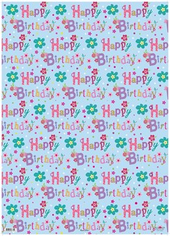 Female Birthday Floral Gift Wrapping Paper - 1 Sheet & Matching Gift Tag