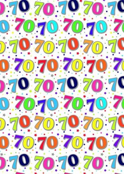 Special Age 70 Gift Wrapping Paper 1 Sheet & Matching Gift Tag - 70th Birthday