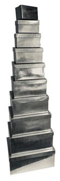 Set Of 10 Holographic Nested Oblong Gift Boxes - Bright Silver Metallic