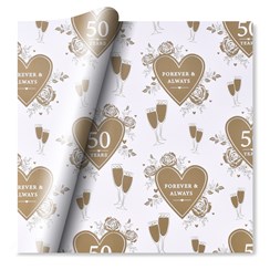 Golden 50th Wedding Anniversary Wrapping Paper 1 Sheet & 1 Tag Golden 50th Wedding Anniversary Wrapping Paper 1 Sheet & 1 Tag