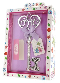 Silver Age 21 Female Keepsake Key & Bright Presentation Box - 21st Birthday Gift