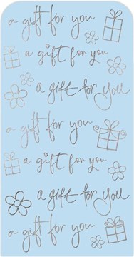 Money Wallet Gift Card & Envelope - Pale Blue with Silver Foil Flowers 7x3.5"