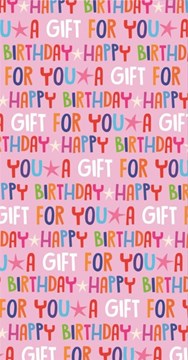 Money Wallet Gift Card & Envelope - Pink with Multicolour Happy Birthday 7x3.5"