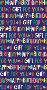 Money Wallet Gift Card & Envelope - Blue with Multicolour Happy Birthday 7x3.5"
