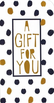 Money Wallet Gift Card & Envelope - Black Spots & Gold Metallic Text 7" x 3.5"
